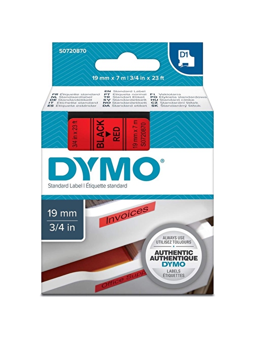 Dymo D1 Şerit 19 Mmx7mt Kırmızı/ Siyah 45807