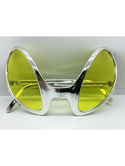 Retro Gözlük - 80'li 90 lı Yıllar Parti Gözlüğü Gümüş Renk 8 x 13 cm 3877