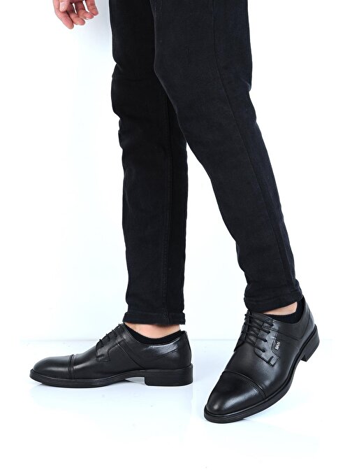 Berenni M377 Siyah Kauçuk %100 Deri Erkek Klasik Ayakkabı