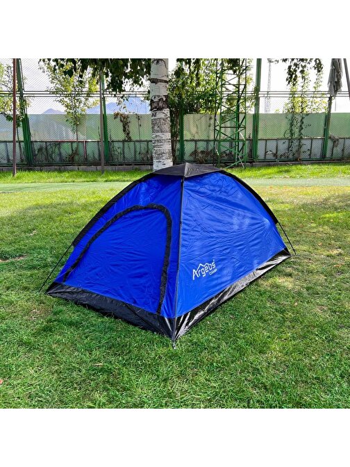 6 Kişilik Kamuflaj Desenli Kolay Kurulumlu Kamp Çadırı Mavi-Siyah