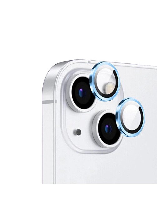 Coverzone Cl-12 Apple iPhone 15 Plus Görüş Açısını Bozmayan Premium Safir Kamera Lens Koruyucu Bebek Mavisi
