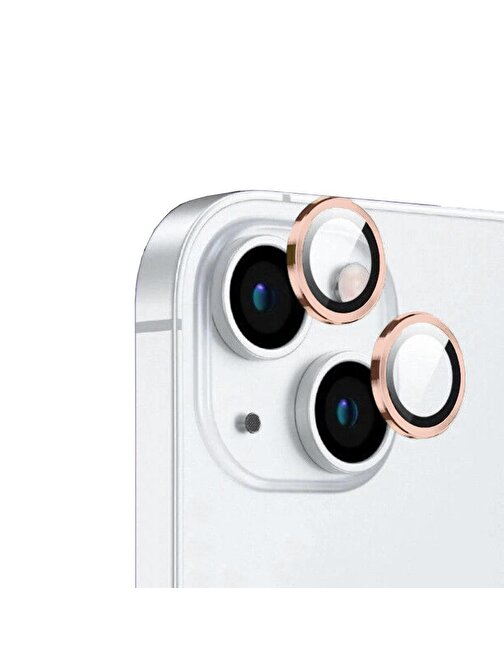 Coverzone Cl-12 Apple iPhone 15 Plus Görüş Açısını Bozmayan Premium Safir Kamera Lens Koruyucu Pembe