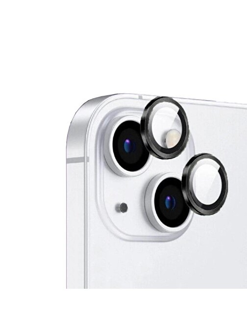 Coverzone Cl-12 Apple iPhone 15 Plus Görüş Açısını Bozmayan Premium Safir Kamera Lens Koruyucu Siyah