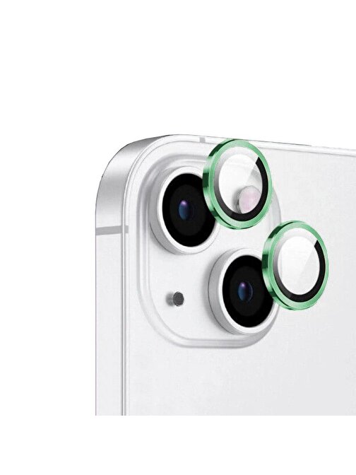 Coverzone Cl-12 Apple iPhone 15 Görüş Açısını Bozmayan Premium Safir Kamera Lens Koruyucu Yeşil