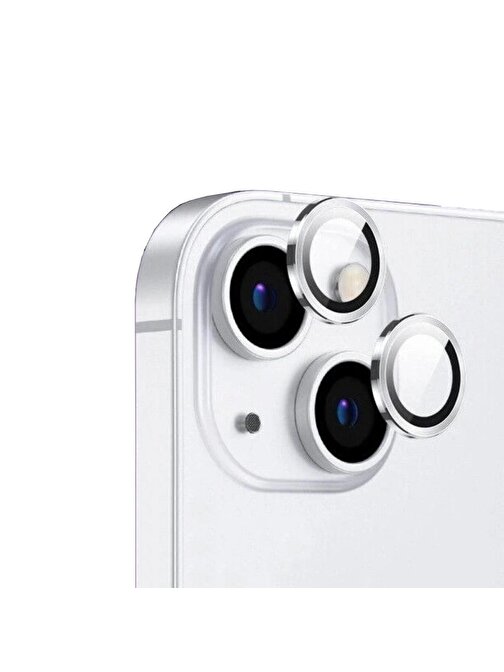 Coverzone Cl-12 Apple iPhone 14 Plus Görüş Açısını Bozmayan Premium Safir Kamera Lens Koruyucu Gümüş