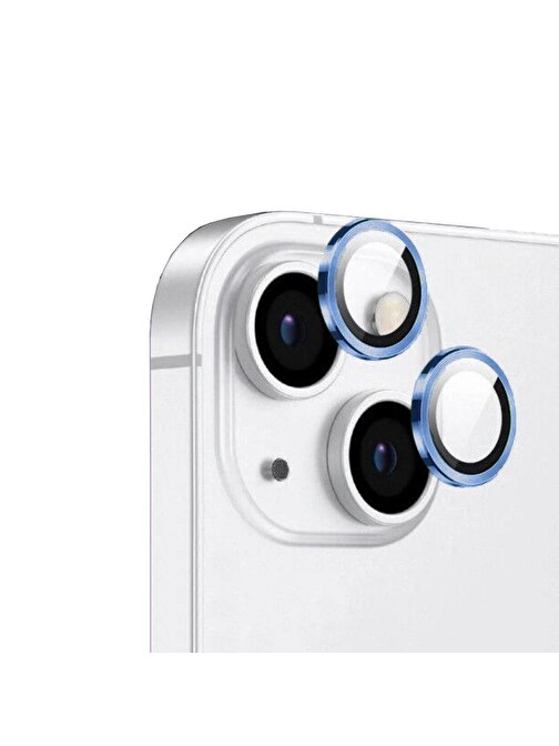 Coverzone Cl-12 Apple iPhone 13 Mini Görüş Açısını Bozmayan Premium Safir Kamera Lens Koruyucu Mavi