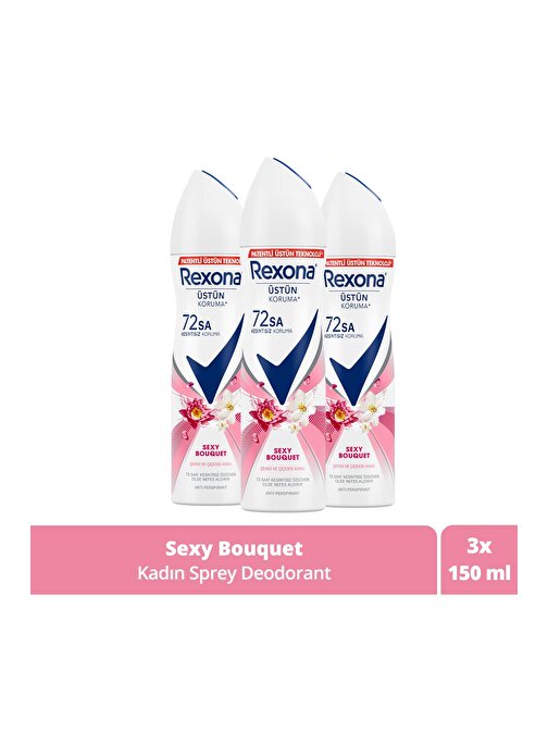 Rexona Kadın Sprey Deodorant Sexy Bouquet 72 Saat Kesintisiz Üstün Koruma 150 ml x3