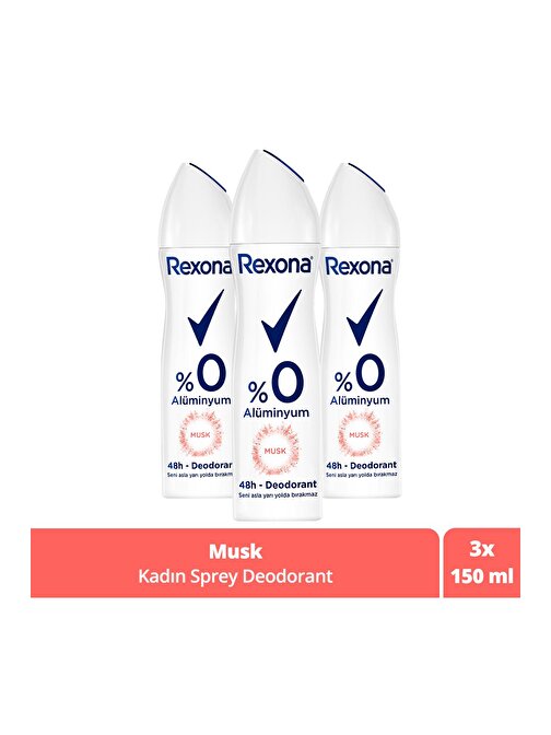Rexona Kadın Sprey Deodorant Musk Flower Fresh 0% Aluminyum 150 ml x3