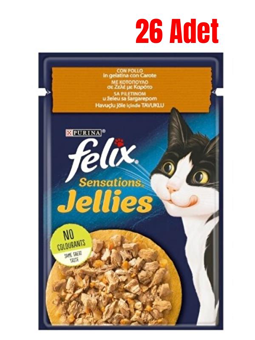 Felix Sensations Tavuklu Ve Havuçlu Kedi Konservesi 85 gr X 26