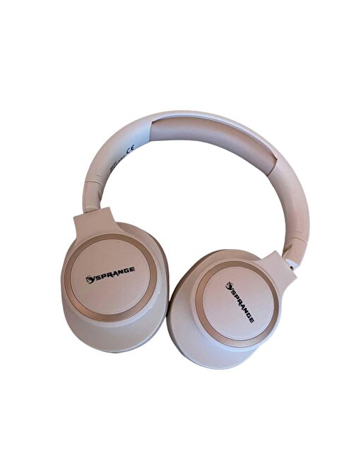 Sprange Kablosuz Silikonlu Kulak Üstü Bluetooth Kulaklık Bej