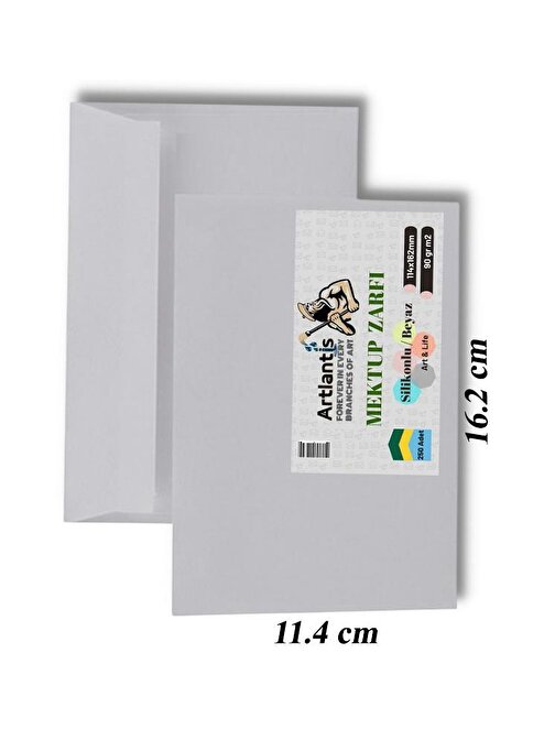 Artlantis Kağıt Cırtlı Mektup Zarfı Silikonlu 115x162 Beyaz 250' Li 1 Paket