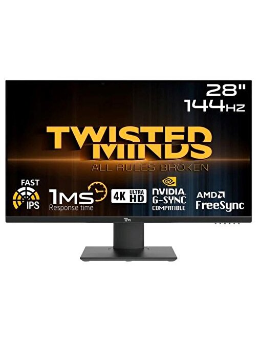 Twisted Minds MINDS 28 TM28EUI 144 Hz 1 ms 28 inç AH IPS HDMI Dp Adaptive Sync 1920x1080 IPS Gaming 4K Monitör
