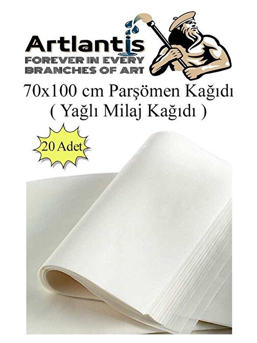 Artlantis 70x100 B1 Parşömen Milaj Kağıdı Beyaz + 20 Adet Yağlı Çizim Kağıdı Beyaz