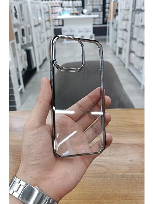 Musal iPhone 15 Pro Max Kılıf Kamera ve Lens Korumalı Şeffaf Renkli Çerçeveli Sert PC Lüx Kapak