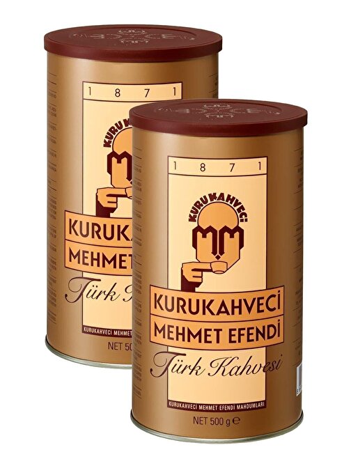 Kuru Kahveci Mehmet Efendi 8690627023500 Çekme Teneke Ambalaj Türk Kahvesi 500 gr x 2 Adet
