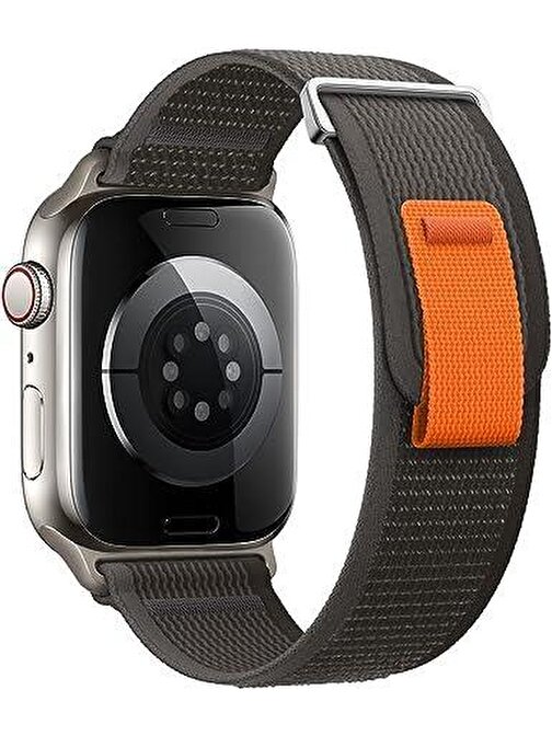 Cosmostech Apple Watch 1 - 2 - 3 - 4 - 5 - 6 - Se - 7 - 8 - Ultra 42 - 44 - 45 - 49 mm Hasır Akıllı Saat Kordonu Koyu Gri