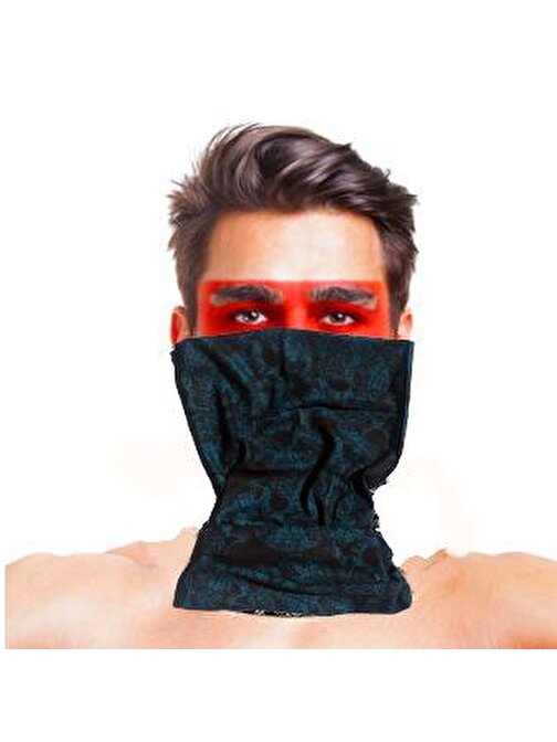 peanelife Parti Malzemesi Baf Bandana Çoklu Kafatası Mavi Siyah Maske