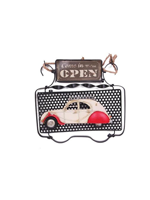 Peanelife Dekoratif Metal Kapı Yazısı Araba Dekorlu Vintage Hediyelik