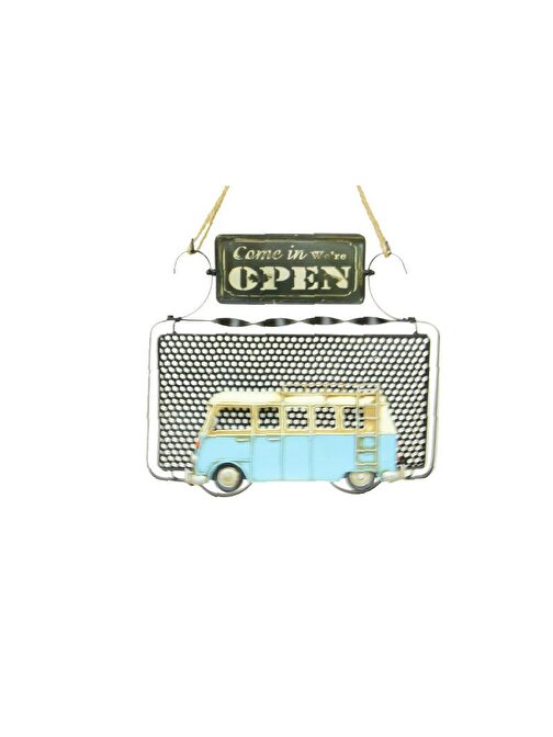 Peanelife Dekoratif Metal Kapı Yazısı Minibüs Dekorlu Vintage Hediyelik