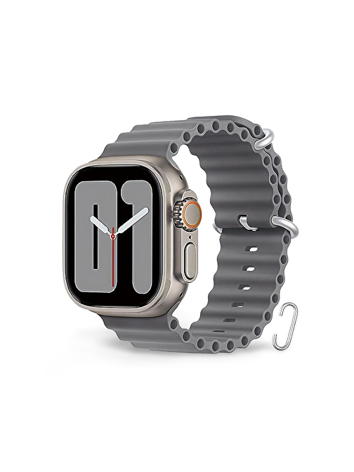 Cosmostech Apple Watch 1 - 2 - 3 - 4 - 5 - 6 - Se - 7 - 8 - Ultra 42 - 44 - 45 - 49 mm Metal Akıllı Saat Kordonu Açık Gri