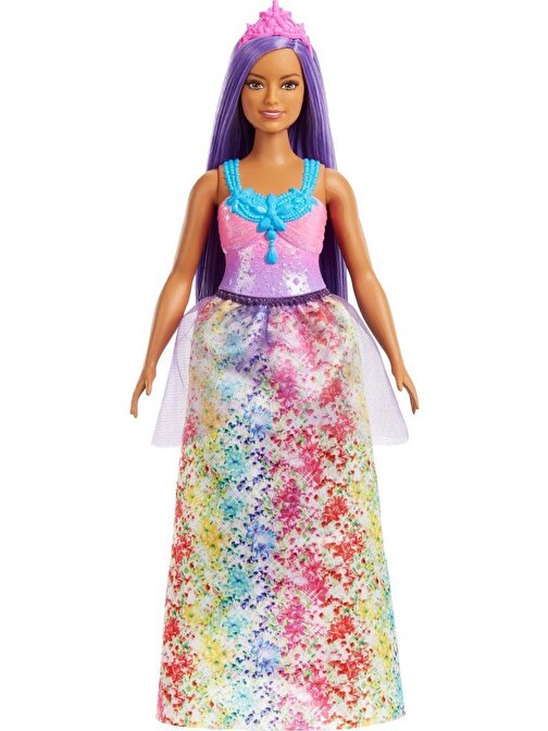 Barbie HGR13 HGR17 Dreamtopia Mor Saçlı Işıltılı Korse Prenses Etek ve Taçlı Prenses Bebekler Serisi