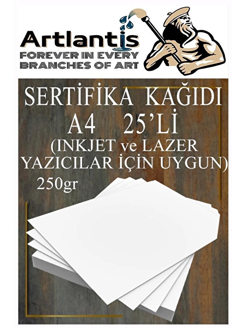 Artlantis A4 Tüm Yazıcılara Uyumlu 21x29.7 cm  gramajlı Kalın Baskı - Sertifika Fotokopi Kağıdı Beyaz 25 Adet 250  gr