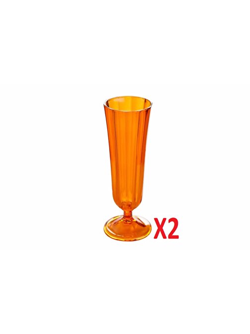 Porland  Turuncu Flüt Şampanya Bardağı 130cc 2'li 04FIA001736