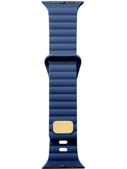 Pazariz Apple Watch UyumluSeries 8 45mm Kordon Silikon Metal Tokalı Ayarlanair KRD73 Lacivert