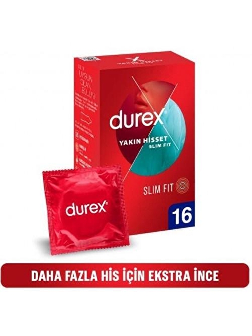 Durex Yakın Hisset Slim Fit Kondom 16 lı