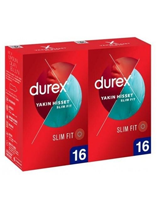 Durex Yakın Hisset Slim Fit Kondom 16 lı x 2 Adet