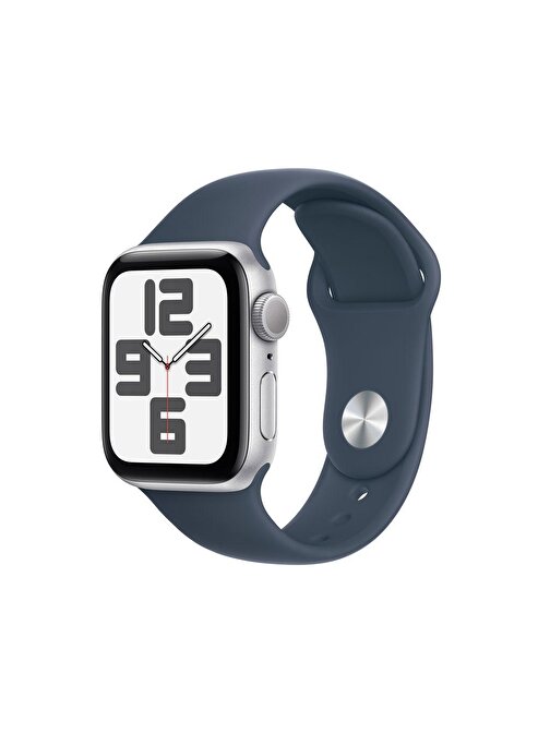 Apple Watch Series  SE Apple Uyumlu 40 mm Mavi Kordonlu Alüminyum Kasa Akıllı Saat Gümüş