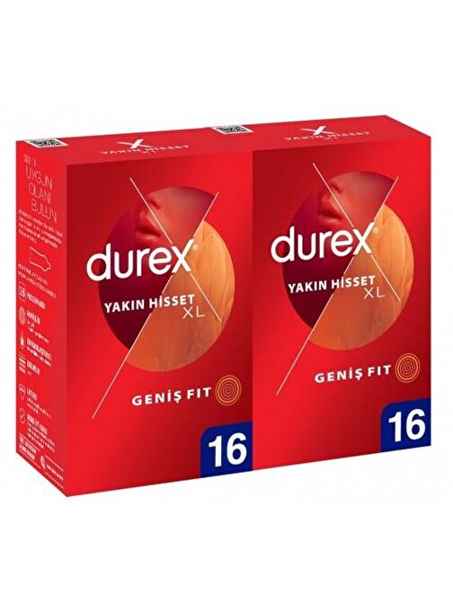 Durex Yakın Hisset XL Kondom 16 lı x 2 Adet