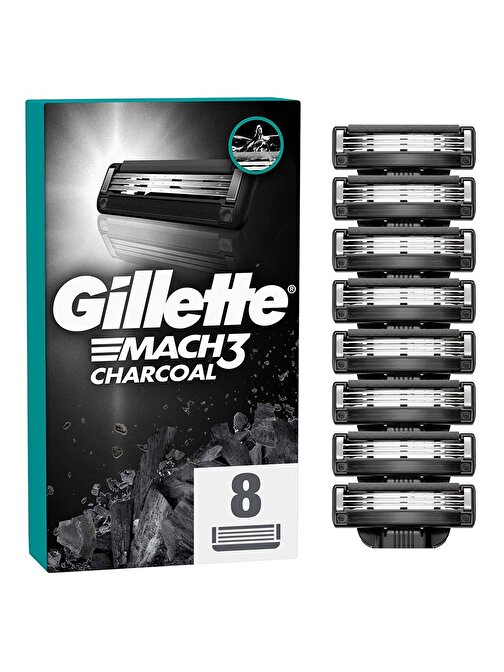 Gillette Mach3 Charcoal Avantajlı Yedek Tıraş Bıçağı 8'li