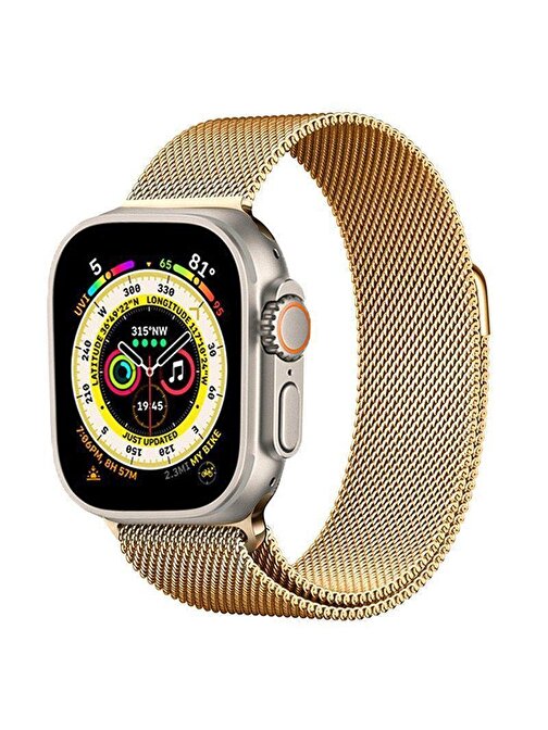 Cosmostech Apple Watch 1 - 2 - 3 - 4 - 5 - 6 - Se - 7 - 8 - Ultra 42 - 44 - 45 - 49 mm Metal Akıllı Saat Kordonu Gold