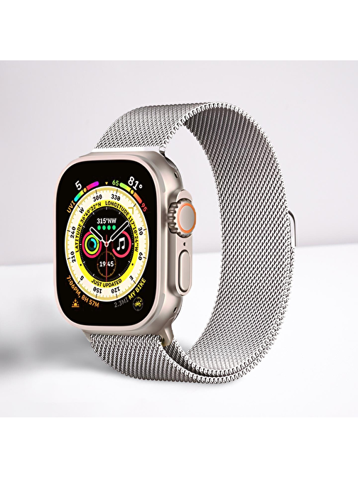 Cosmostech Apple Watch 1 - 2 - 3 - 4 - 5 - 6 - Se - 7 - 8 - Ultra 42 - 44 - 45 - 49 mm Metal Akıllı Saat Kordonu Gümüş