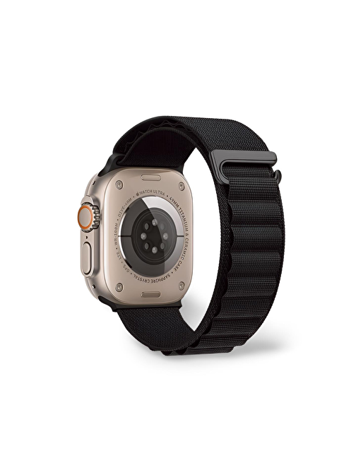 Cosmostech Apple Watch 1 - 2 - 3 - 4 - 5 - 6 - Se - 7 - 8 - Ultra 42 - 44 - 45 - 49 mm Çift Katman Akıllı Saat Kordonu Siyah