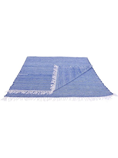Kustulli Setenay El Dokuması Penye Kilim Mavi/Beyaz 100x200 cm K0682 S1/R15