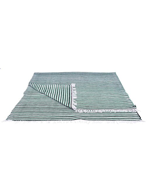 Kustulli Setenay El Dokuması Penye Kilim Yeşil/Siyah 100x200 cm K0687 S1/R15