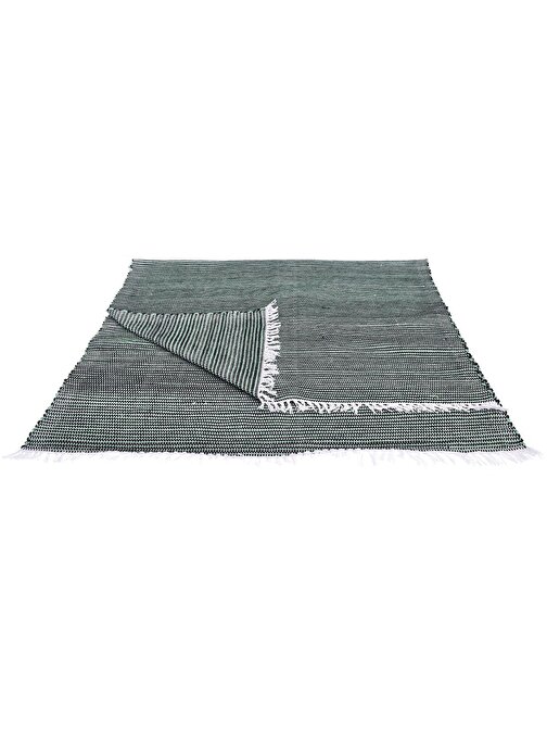 Kustulli Setenay El Dokuması Penye Kilim Yeşil/Siyah 100x200 cm K0691 S1/R13