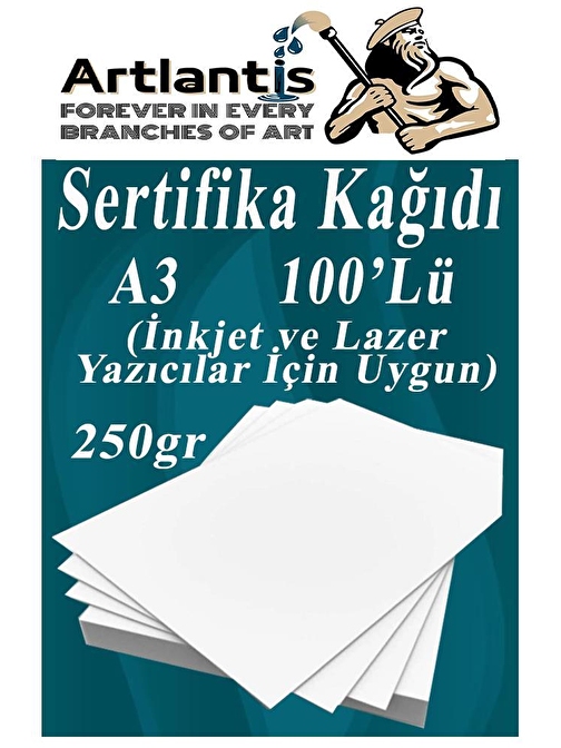 Artlantis A3 Tüm Yazıcılara Uyumlu 29.7x42 cm  gramajlı Kalın Baskı - Sertifika Fotokopi Kağıdı Beyaz 100 Adet 250  gr