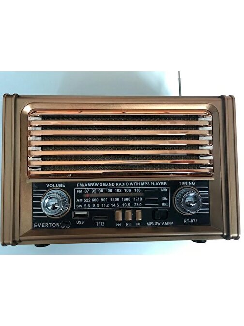 Everton Rt-871bt Bluetooth Fm-Usb-Tf Card-  Şarjlı Nostaljik Radyo