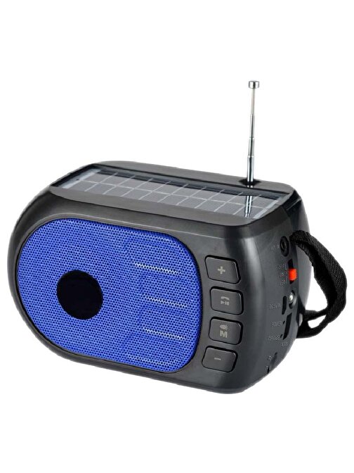 Concord FP506S Büyük Solar Güneş Enerji FM Radyo 5.0 Bluetooth Hoparlör Siyah-Mavi