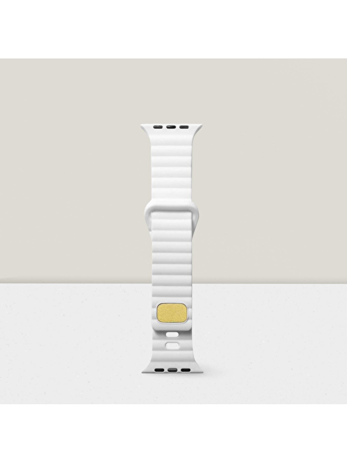 Cosmostech Apple Watch 1 - 2 - 3 - 4 - 5 - 6 - Se - 7 - 8 - Ultra 42 - 44 - 45 - 49 mm Dalgalı Şerit Tasarım Akıllı Saat Kordonu Beyaz
