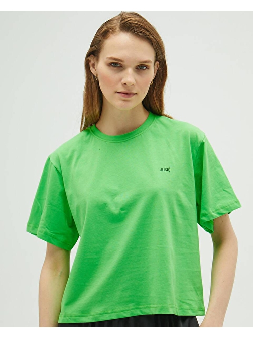 Neon Yeşili Oversize Crop T-shirt