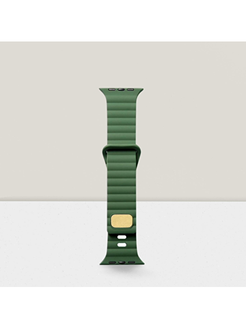Cosmostech Apple Watch 1 - 2 - 3 - 4 - 5 - 6 - Se - 7 - 8 - Ultra 42 - 44 - 45 - 49 mm Dalgalı Şerit Tasarım Akıllı Saat Kordonu Yeşil