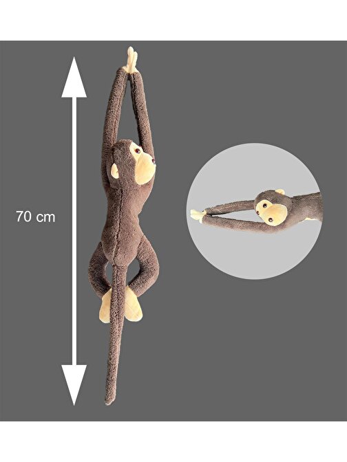 Sole Elleri Yapışan Oyun Ve Uyku Arkadaşı 70 Cm Peluş Maymun Oyuncak - Premium Kumaş