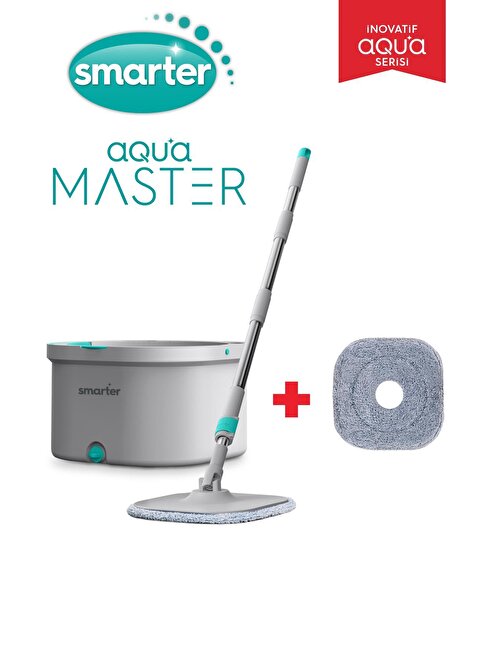 Smarter Aqua Master Temizlik Seti + Yedek Mop Temiz & Kirli Suyu Ayırma Özelliği Otomatik Temizlik Seti Mop Paspas