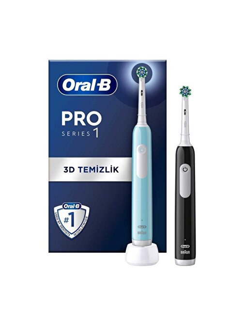 Oral-B Pro Series 1 Ikili Paket, Siyah Ve Mavi Elektrikli Diş Fırçaları, 2 Diş Fırçası Başlığı