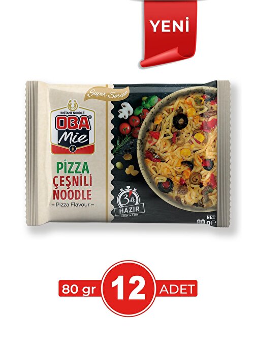 Oba Mie Pizza Çeşnili Noodle 12'li Paket
