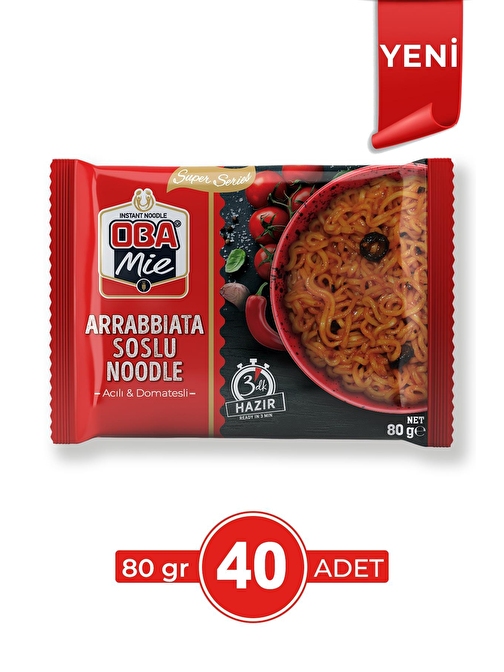 Oba Mie Arrabbiata Soslu Noodle 80 Gr 40'lı Paket